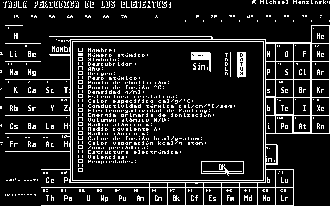Tabla Periodica atari screenshot